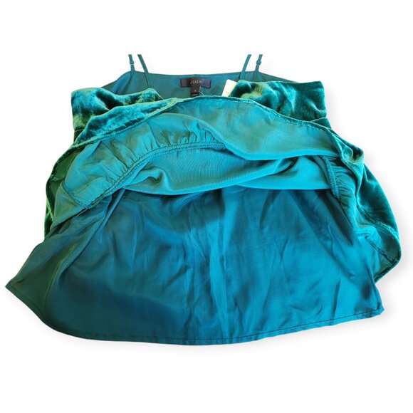 JCrew sleeveless evergreen velvet peplum tank top size 2 NWT Holiday Party Decor - Picture 9 of 11